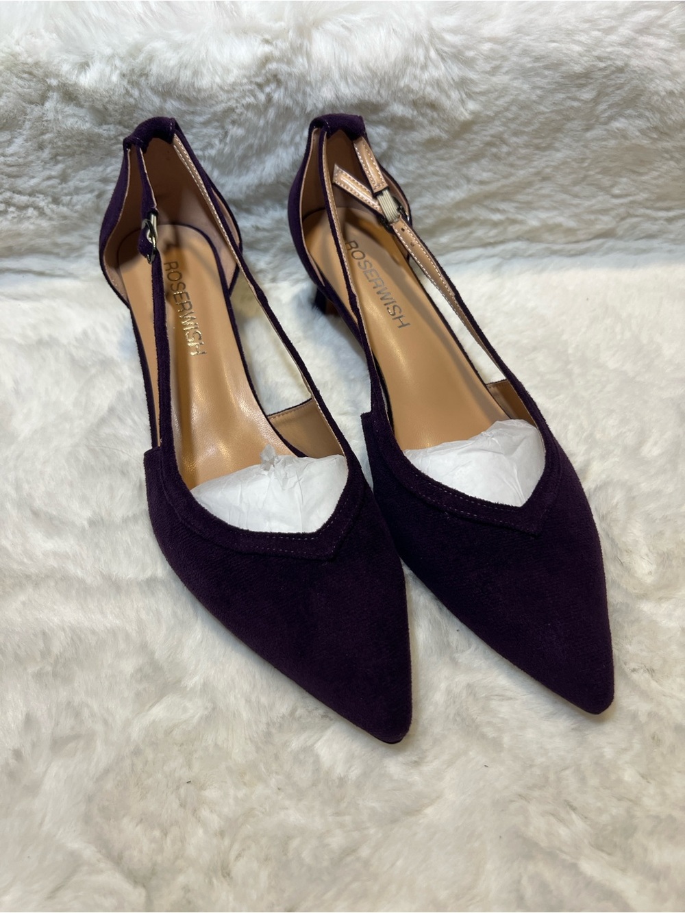 NIB Purple Suede Pointed-Toe Slingback Block Heel Pumps - Picture 2 of 6